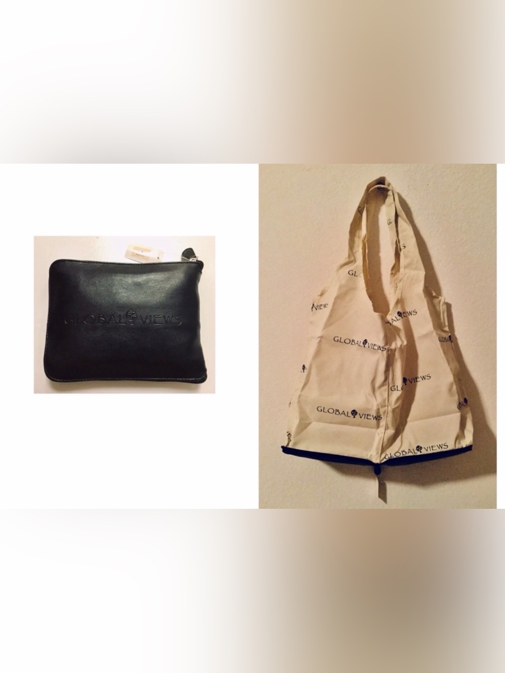 Global Views Black Leather Toiletry Pouch